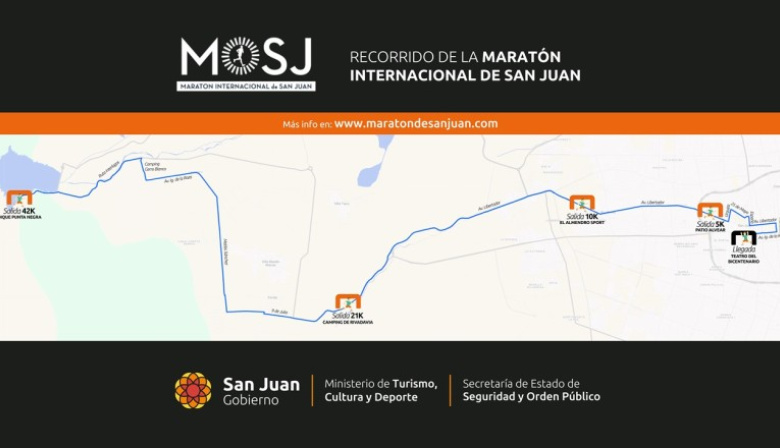 Estos son los cortes de tránsito por la Maratón Internacional de San Juan 2026